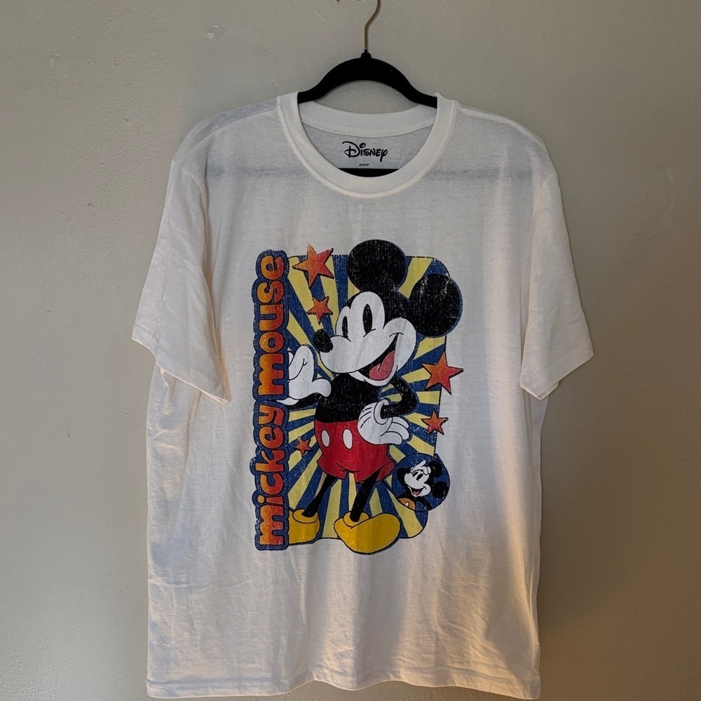Disney White Long Sleeve Tee with Mickey Mouse Graphic